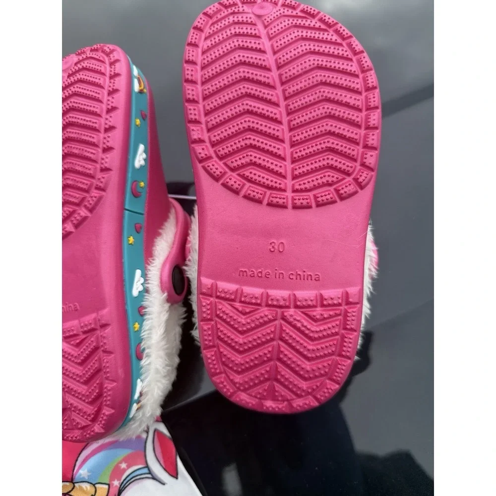 Girls Unicorn Outfit Set with Fleece Clogs Pink Size 100 / EU 30